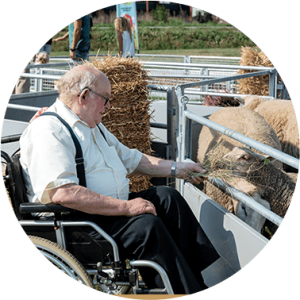 Rolstoel bij boerderij